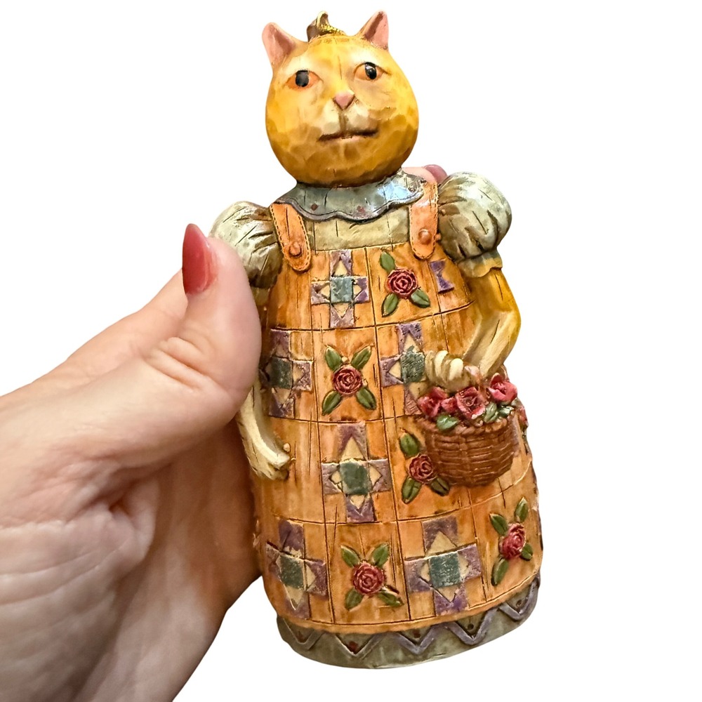 VTG Seymour Mann Cat Ornament‎ Carved Country Holiday Christmas Primitive